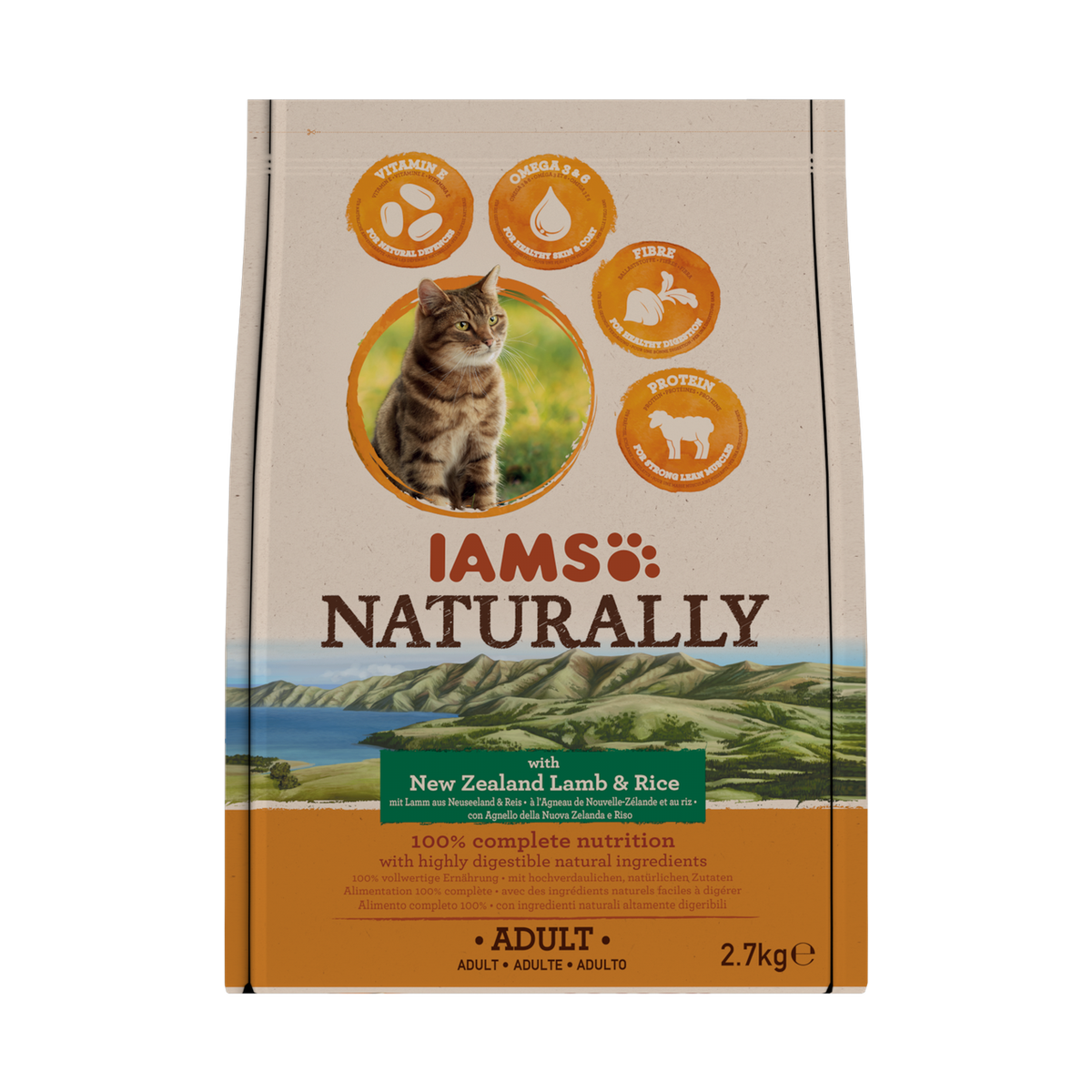 IAMS Naturally droogvoer met Nieuw-Zeelands lam en rijst voor volwassen katten 2,7 kg