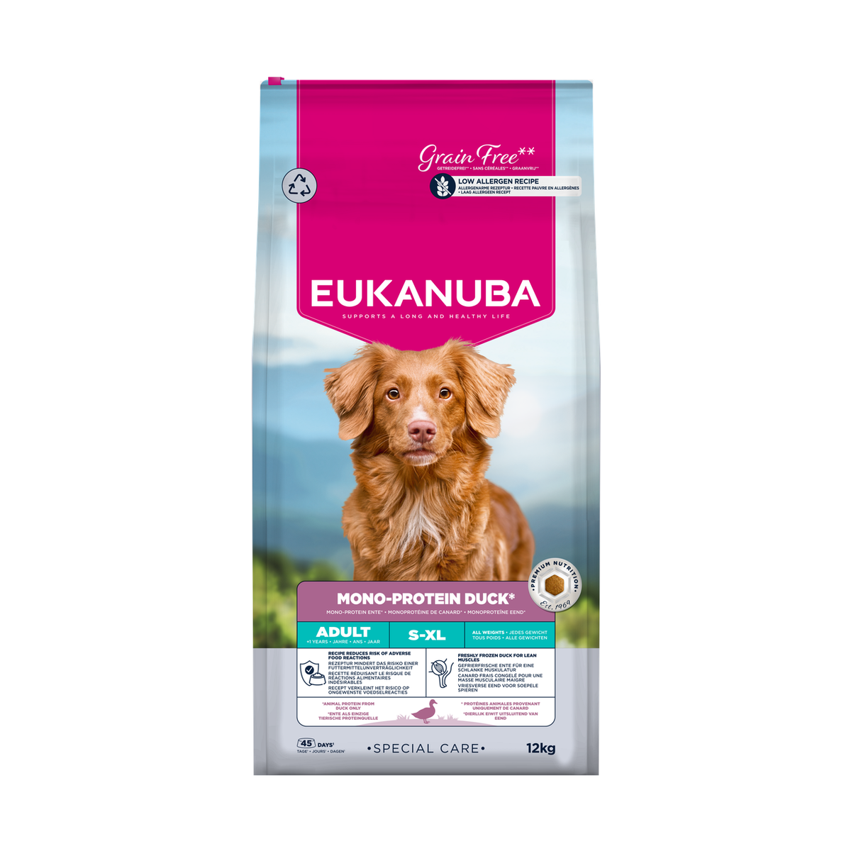 EUKANUBA Special Care droog hondenvoer voor volwassen honden, mono-proteïne eend 12 kg