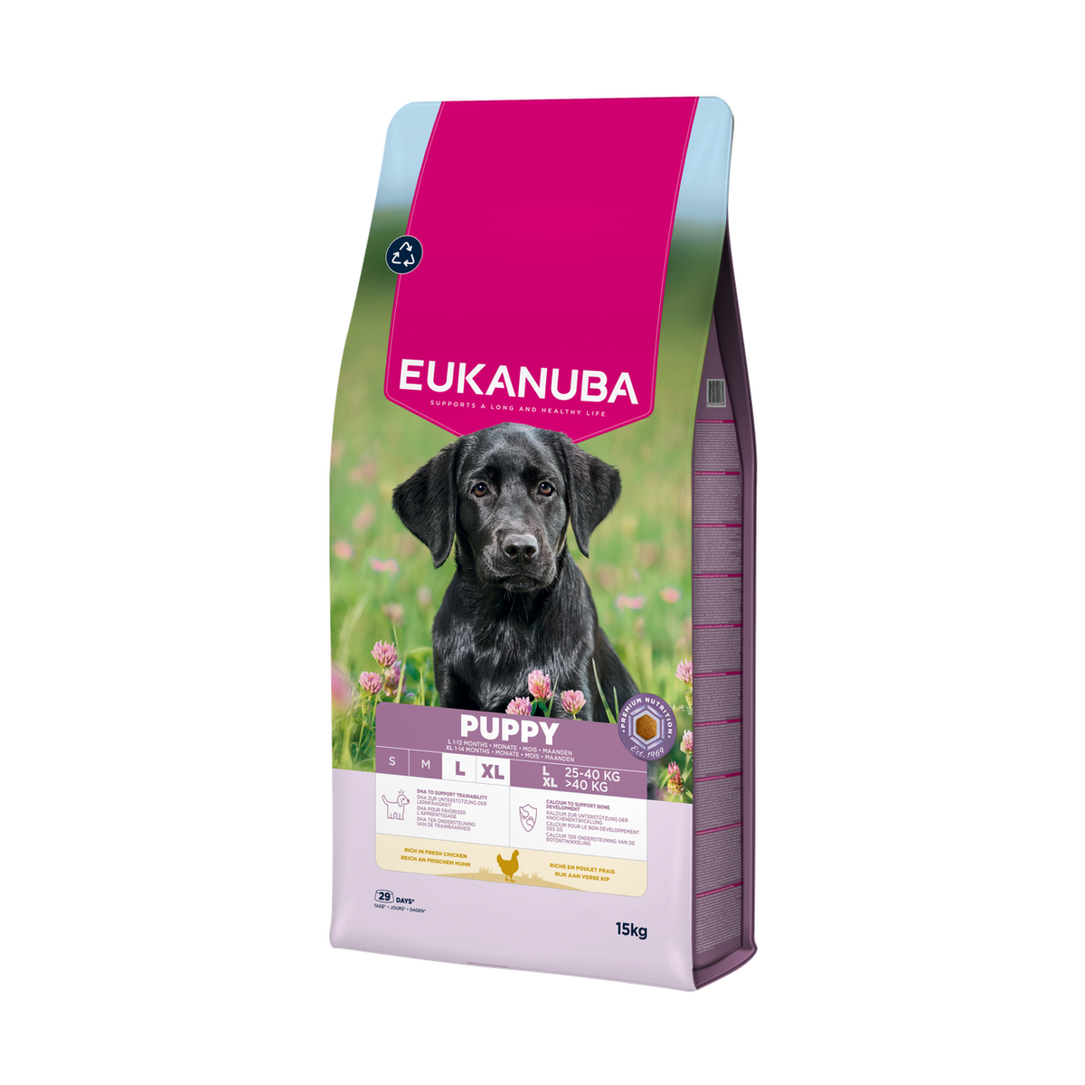 EUKANUBA droog hondenvoer voor puppy's van grote rassen, rijk aan verse kip 15 kg