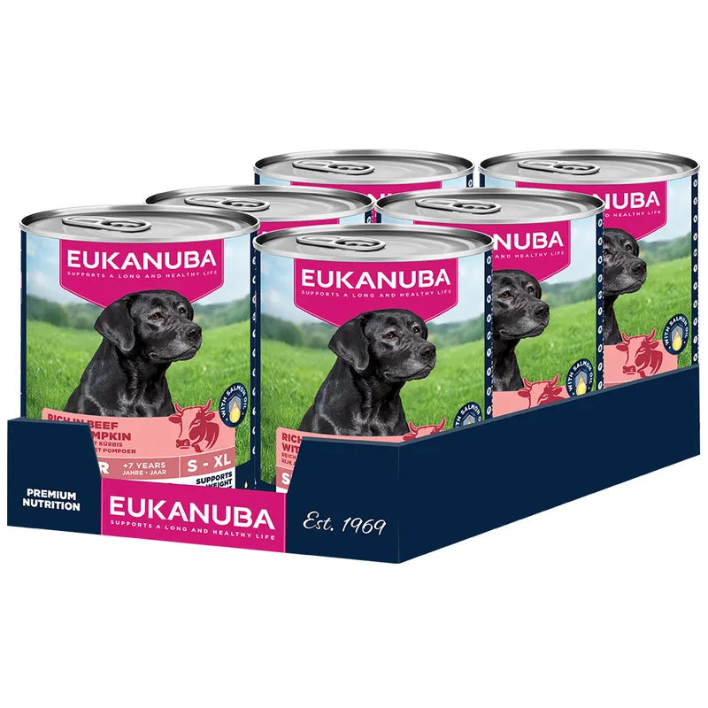 EUKANUBA natvoer voor senior honden, rijk aan rund met pompoen 400 g