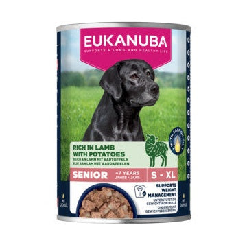 EUKANUBA natvoer voor senior honden, rijk aan lam met aardappelen 400 g
