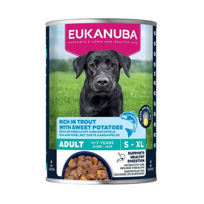 EUKANUBA natvoer voor volwassen honden, rijk aan forel met zoete aardappelen 400 g