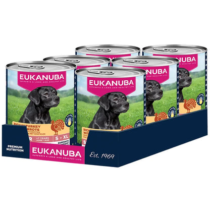 EUKANUBA natvoer voor senior honden, rijk aan kalkoen met wortelen 400 g