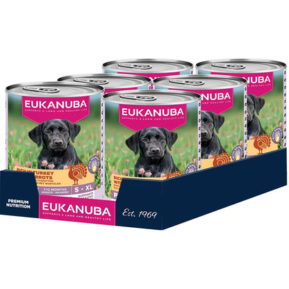 EUKANUBA natvoer voor puppy's, rijk aan kalkoen met wortelen 400 g
