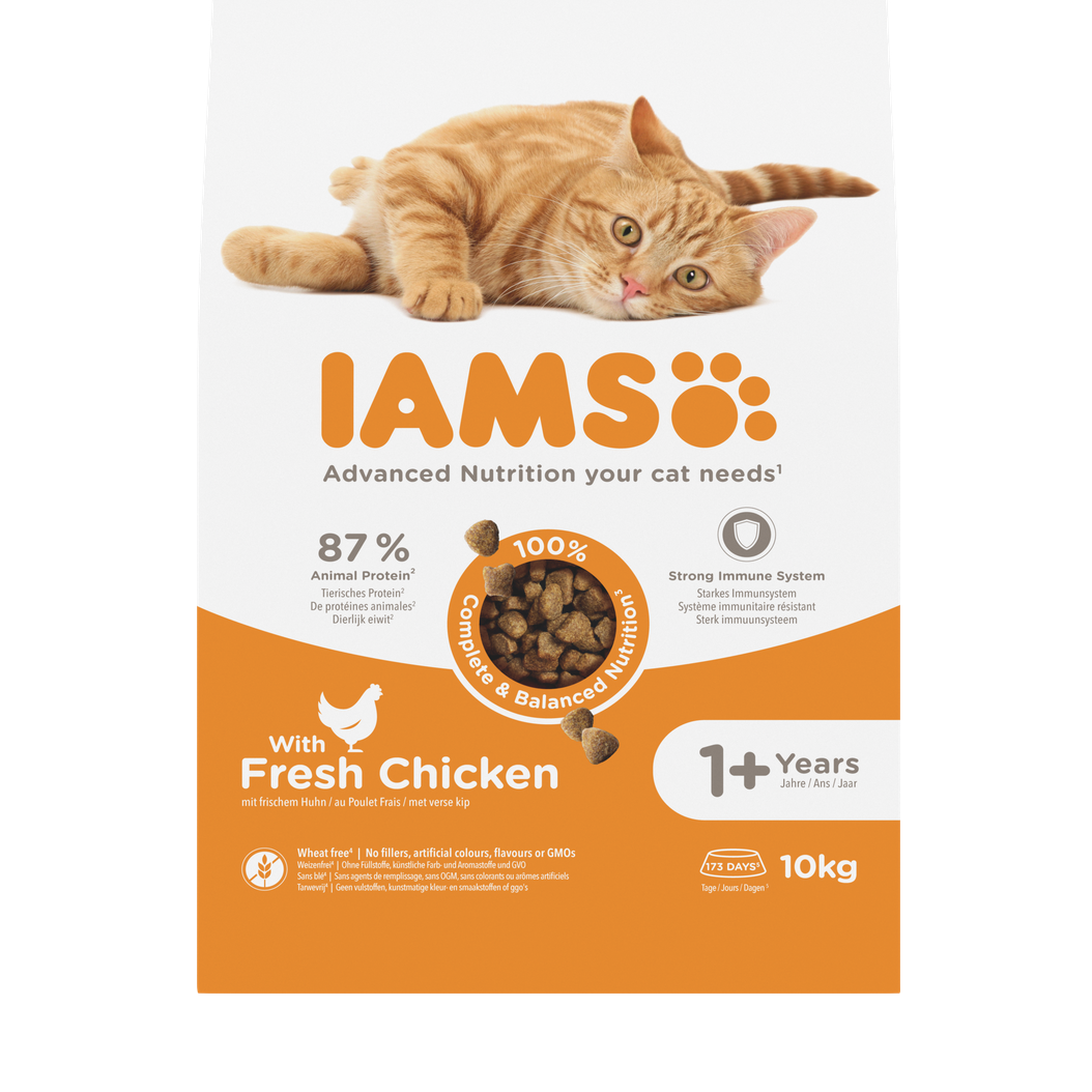 IAMS Advanced Nutrition 1+ Years droogvoer met verse kip voor katten 10 kg