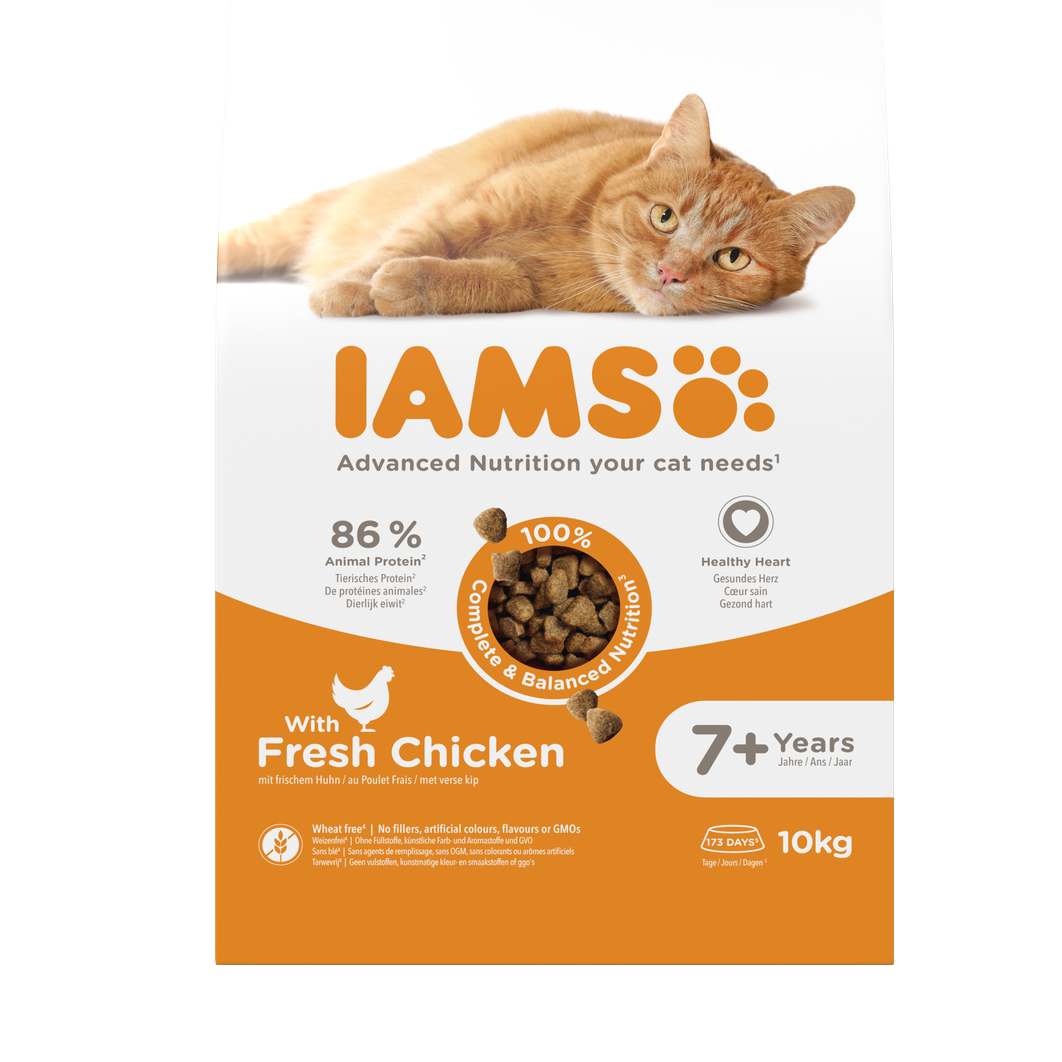 IAMS Advanced Nutrition Senior 7+ droogvoer met verse kip voor katten 10 kg