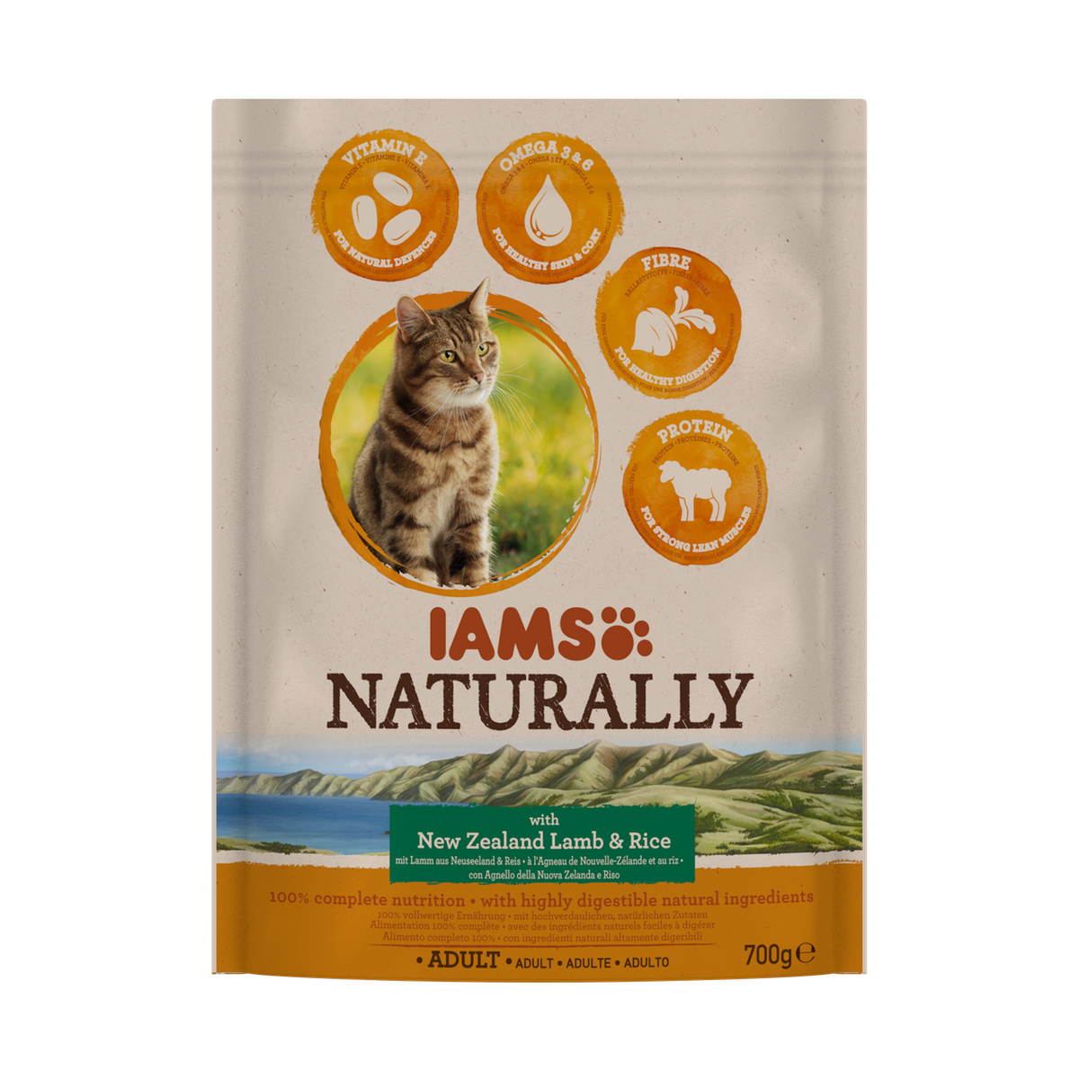 IAMS Naturally droogvoer met Nieuw-Zeelands lam en rijst voor volwassen katten 700 g