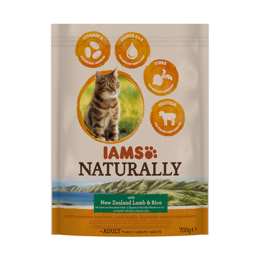 IAMS Naturally droogvoer met Nieuw-Zeelands lam en rijst voor volwassen katten 700 g
