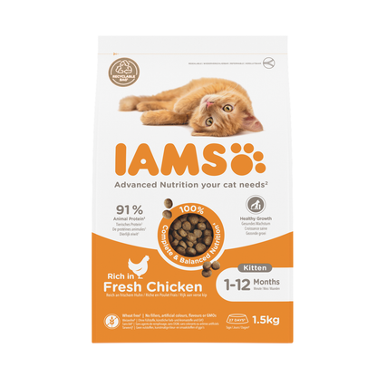 IAMS Advanced Nutrition droogvoer met verse kip voor kittens 1,5 kg
