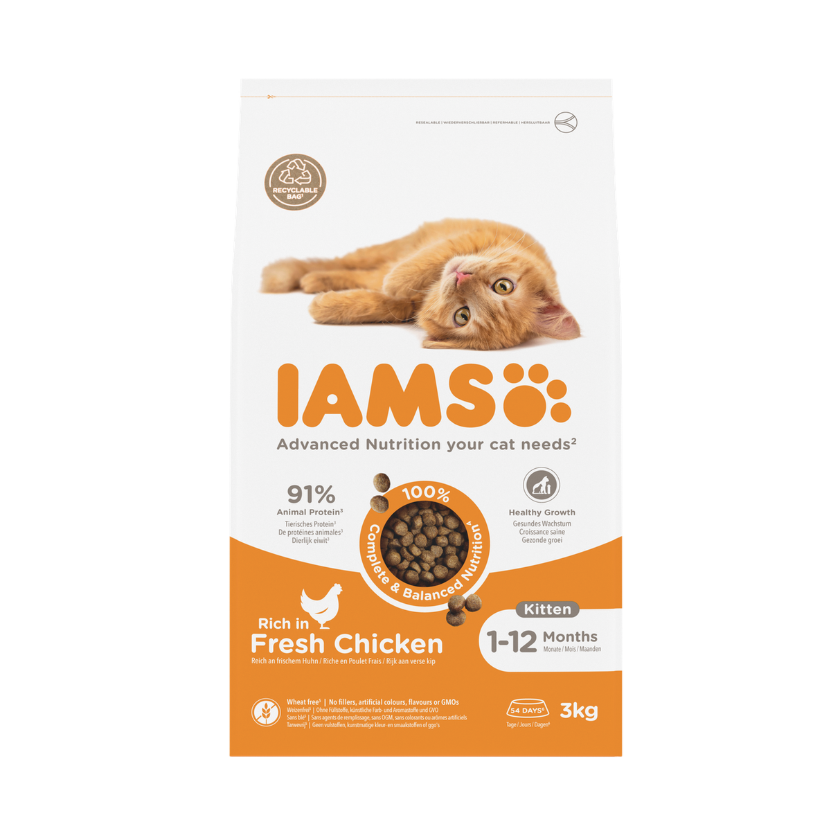 IAMS Advanced Nutrition droogvoer met verse kip voor kittens 3 kg