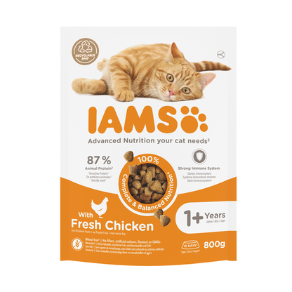 IAMS Advanced Nutrition 1+ Years droogvoer met verse kip voor katten 800 g