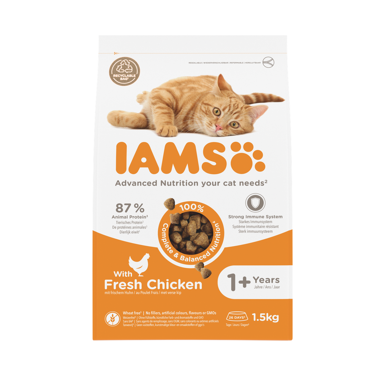IAMS Advanced Nutrition 1+ Years droogvoer met verse kip voor katten 1,5 kg