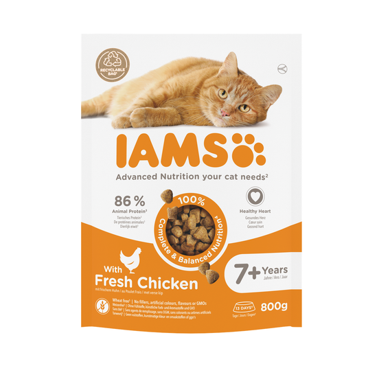 IAMS Advanced Nutrition Senior 7+ droogvoer met verse kip voor katten 800 g