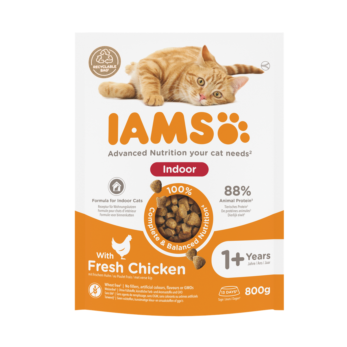 IAMS Advanced Nutrition Indoor 1+ Years droogvoer met verse kip voor katten 800 g