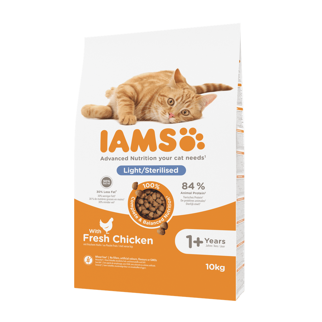 IAMS Advanced Nutrition Light/Sterilised 1+ Years droogvoer met verse kip voor katten