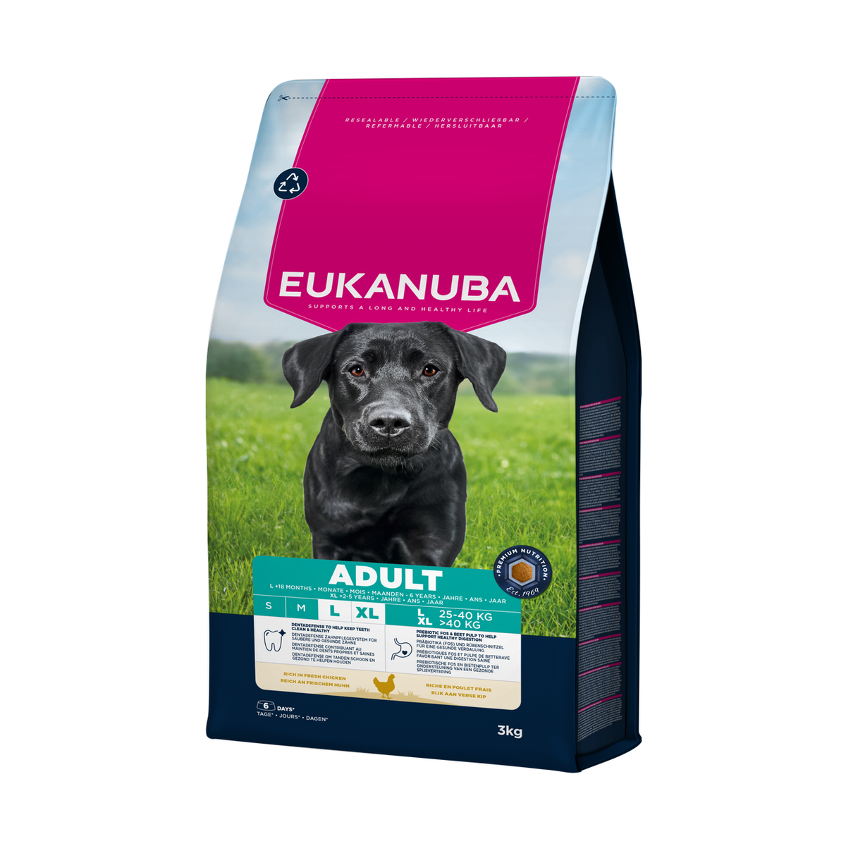 EUKANUBA droogvoer voor volwassen honden van grote rassen, rijk aan verse kip 3 kg