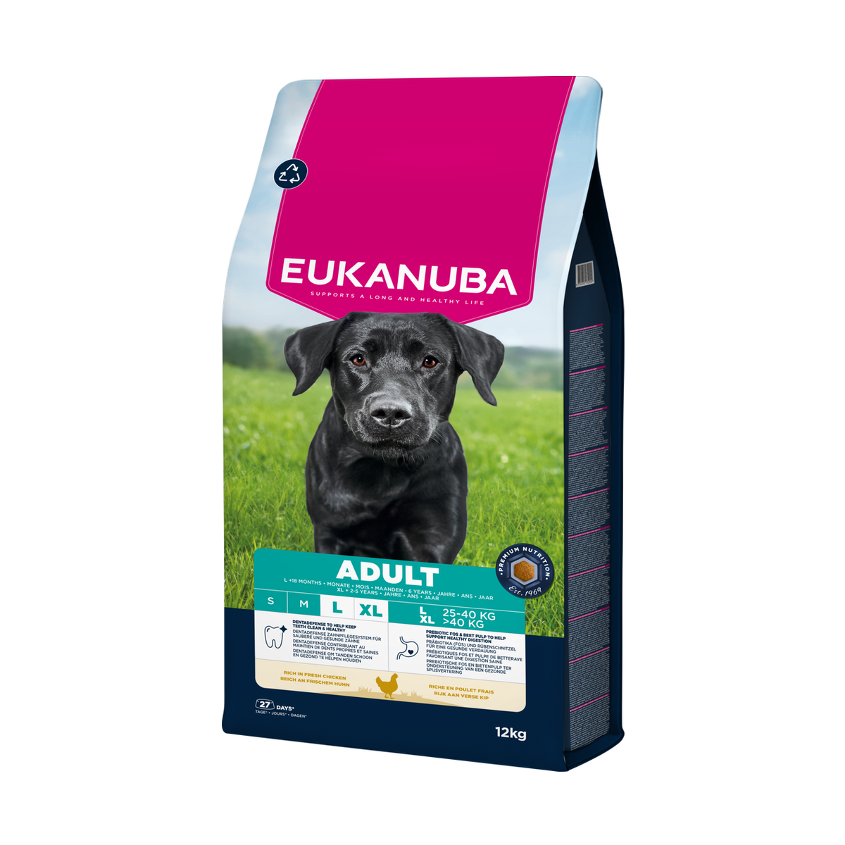 EUKANUBA droogvoer voor volwassen honden van grote rassen, rijk aan verse kip 12 kg