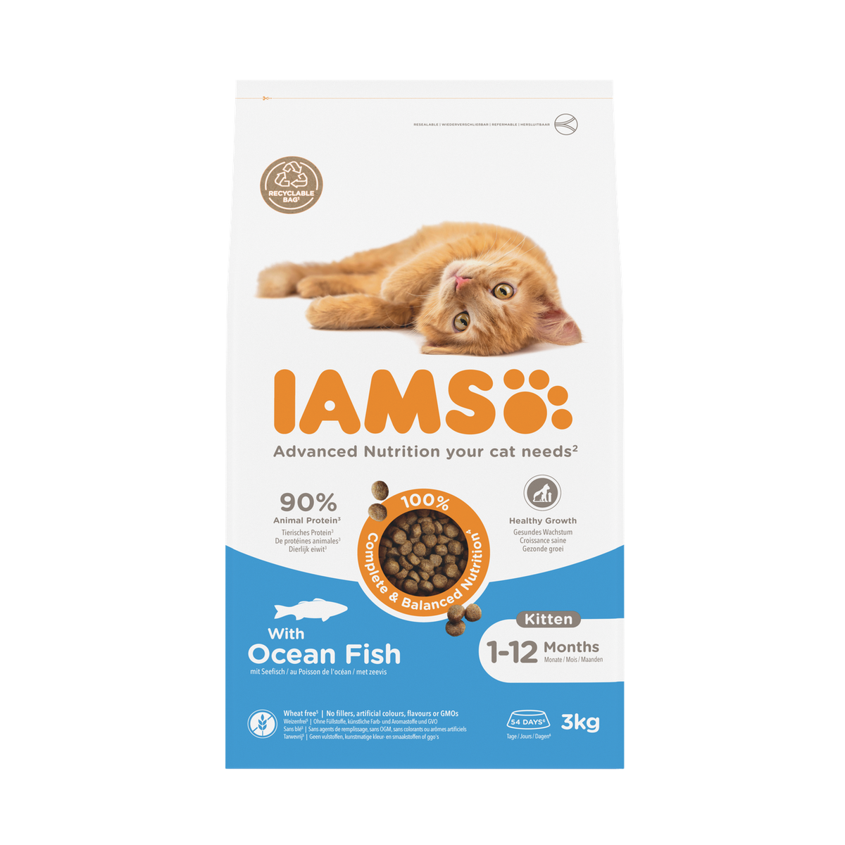 IAMS Advanced Nutrition droogvoer met zeevis voor kittens 3 kg