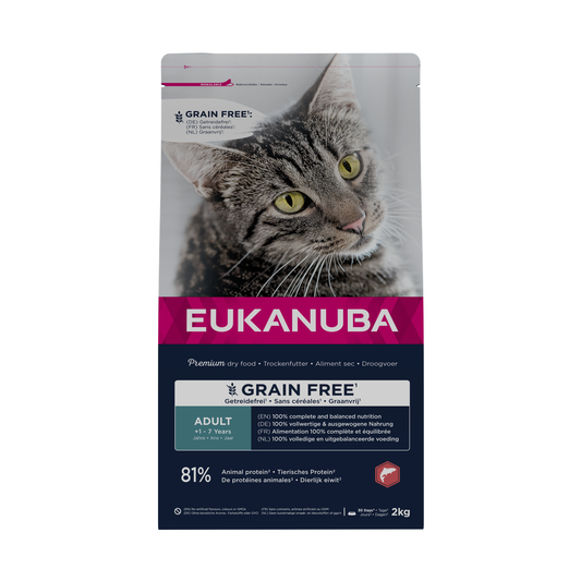 EUKANUBA droogvoer voor volwassen katten, graanvrij, zalm 2 kg