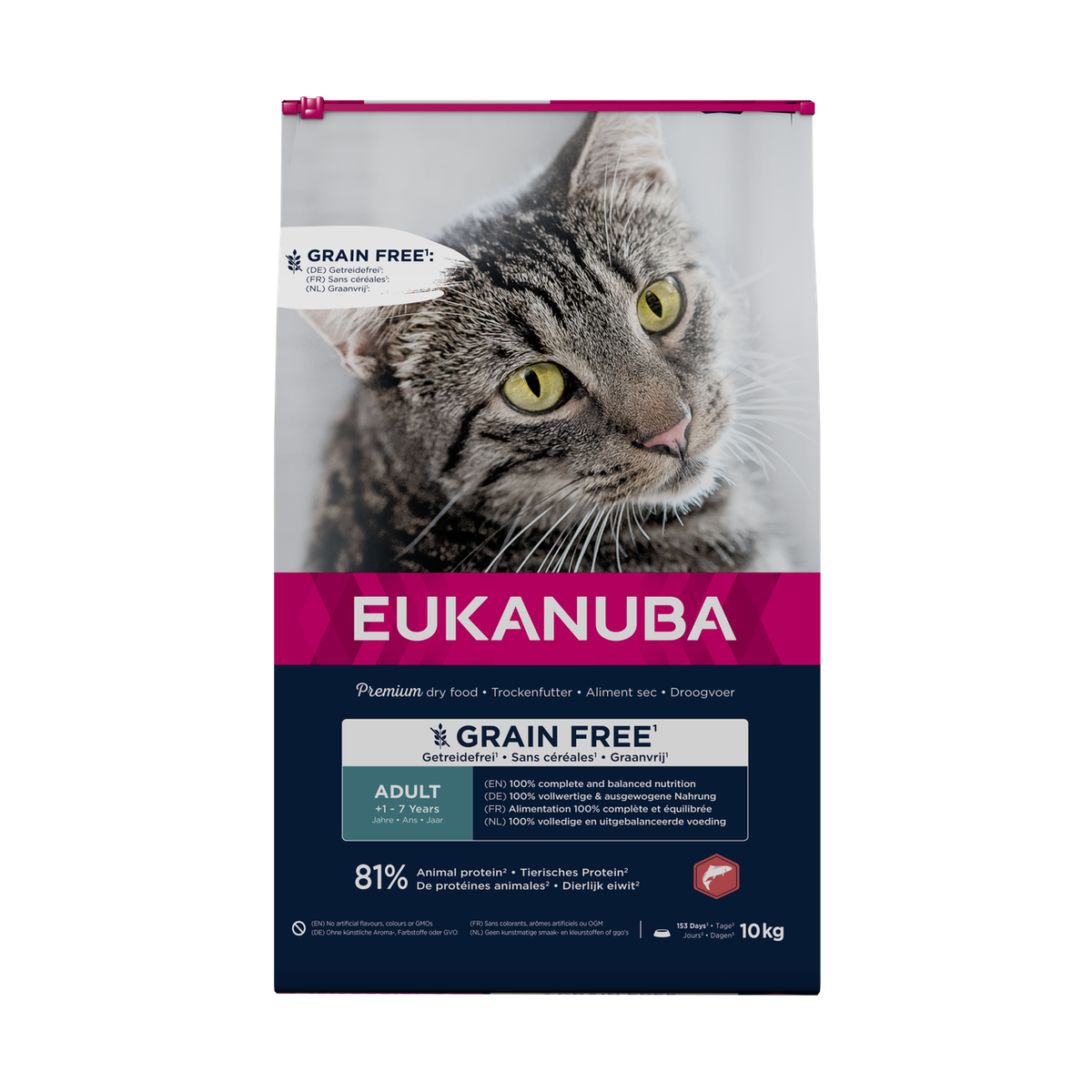 EUKANUBA droogvoer voor volwassen katten, graanvrij, zalm 10 kg