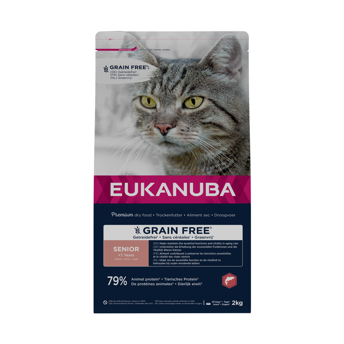EUKANUBA droogvoer voor senior katten, graanvrij, zalm 2 kg