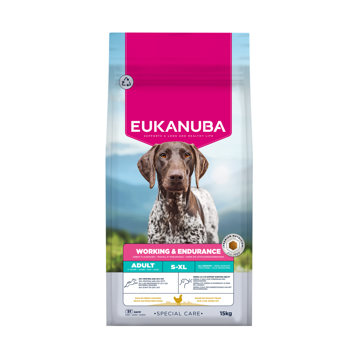 EUKANUBA Special Care droog hondenvoer voor volwassen honden, werkende en actieve honden, met kip