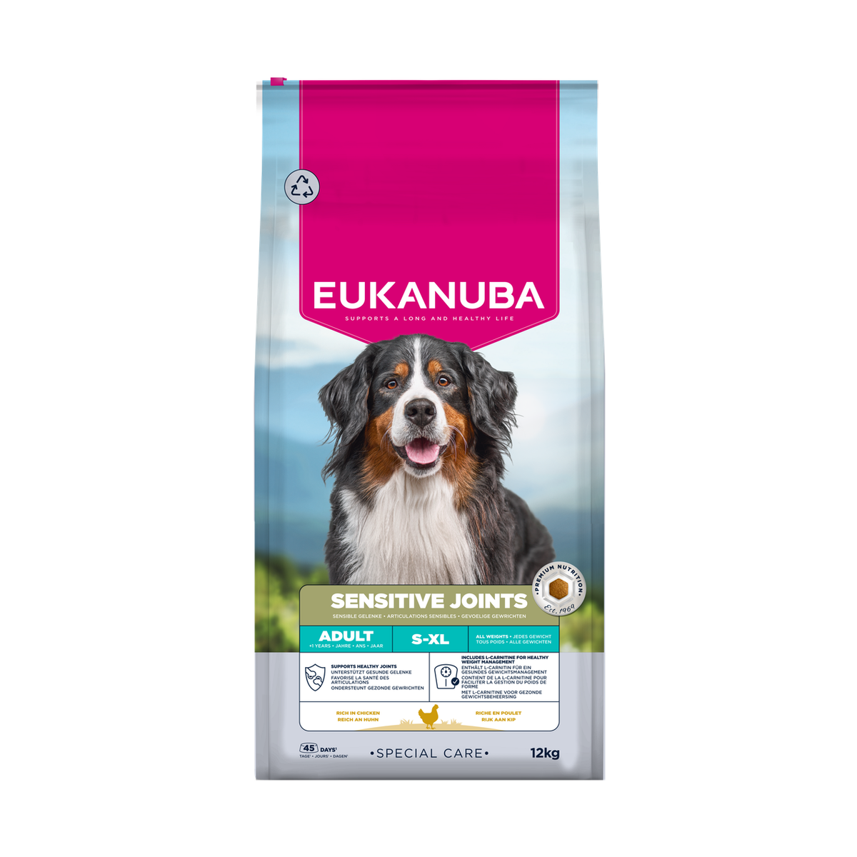 EUKANUBA Special Care droog hondenvoer voor volwassen honden, gevoelige gewrichten, met kip 12 kg