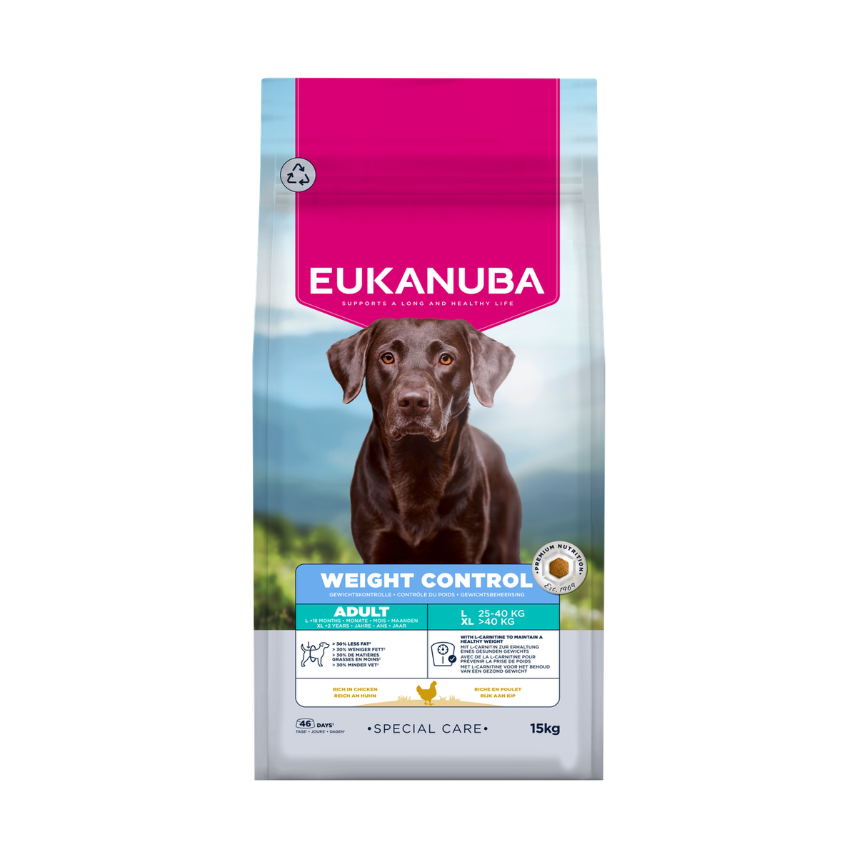 EUKANUBA Special Care droog hondenvoer voor volwassen honden van grote rassen, gewichtscontrole, met kip 15 kg