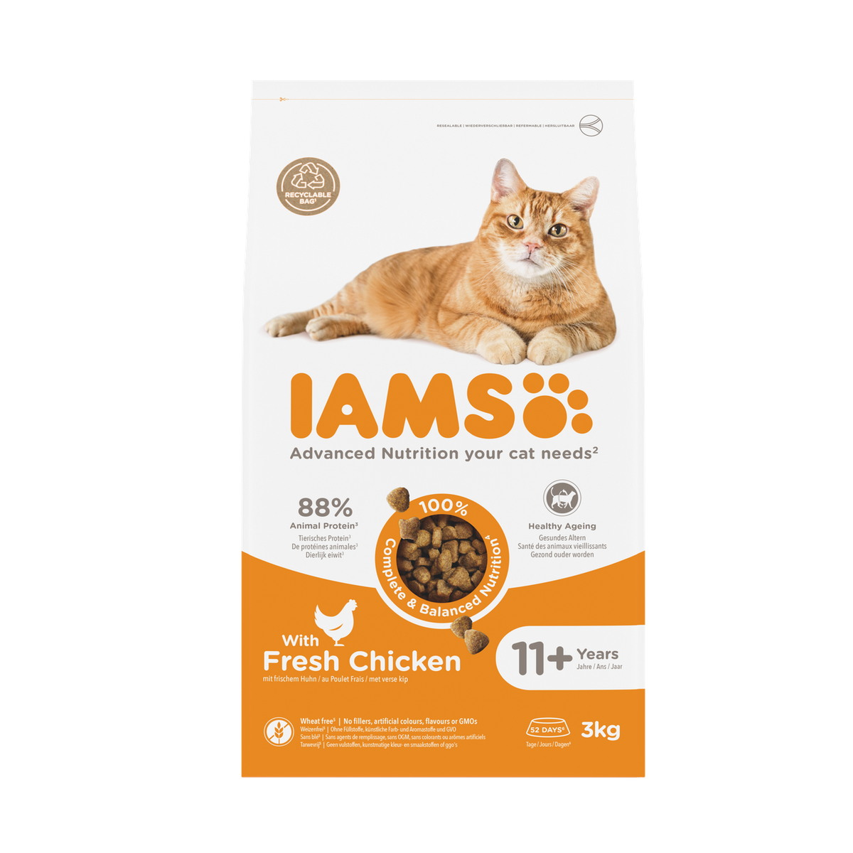 IAMS Advanced Nutrition Senior 11+ droogvoer met verse kip voor katten 3 kg