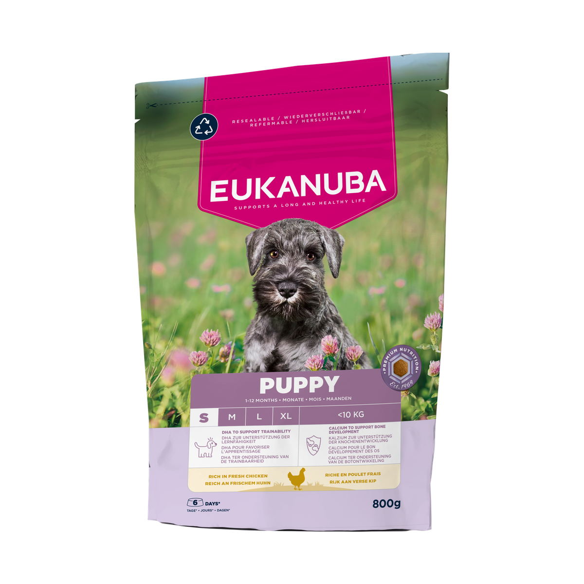 EUKANUBA droog hondenvoer voor puppy's van kleine rassen, rijk aan verse kip 800 g