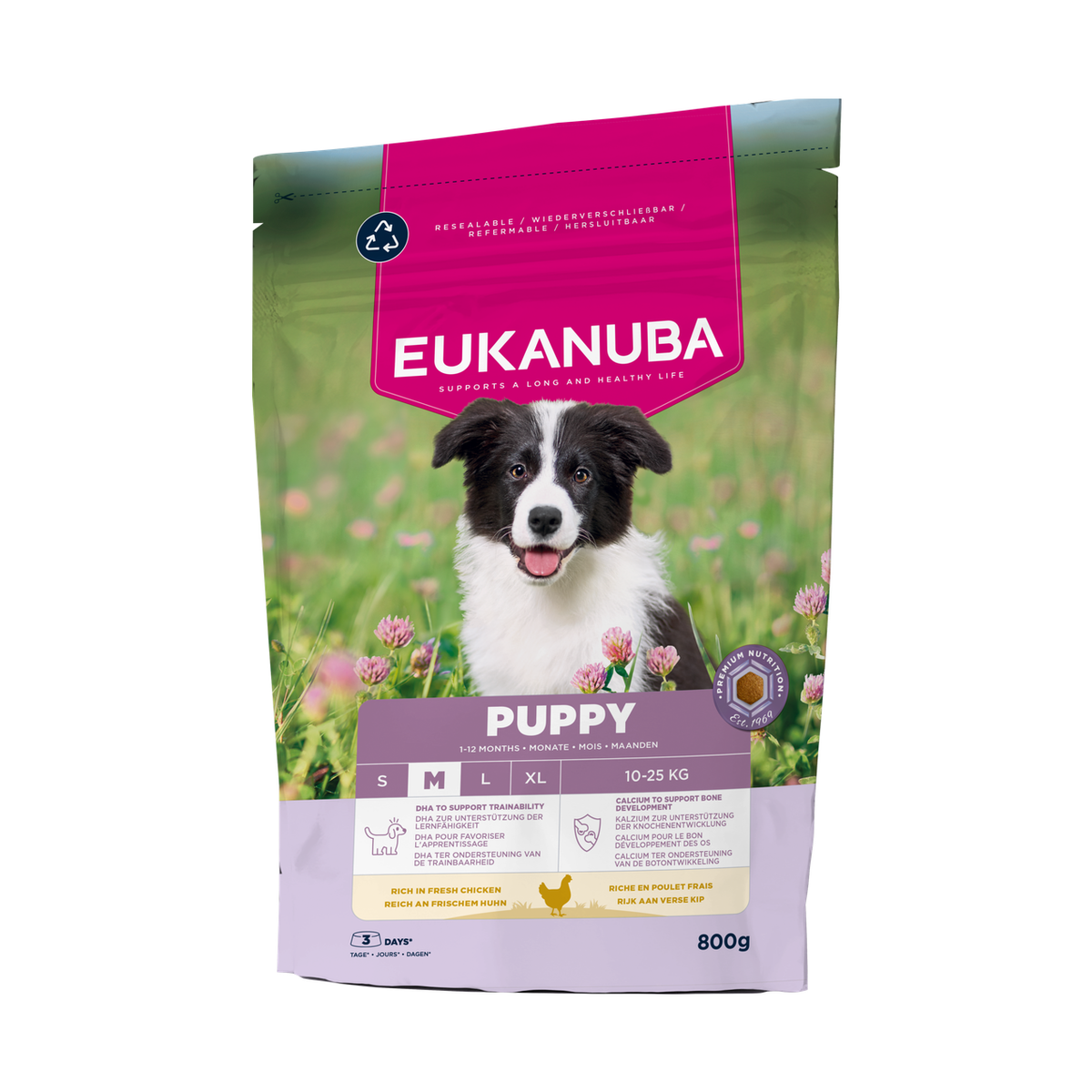 EUKANUBA droog hondenvoer voor puppy's van middelgrote rassen, rijk aan verse kip 800 g