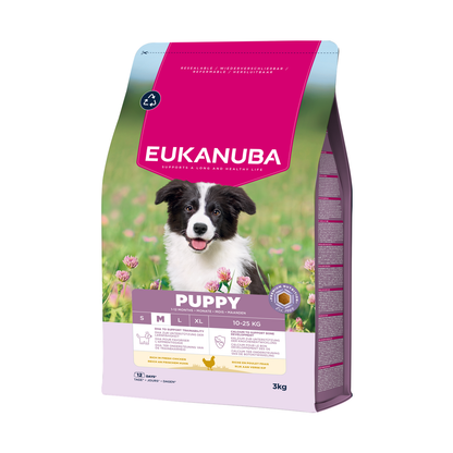 EUKANUBA droog hondenvoer voor puppy's van middelgrote rassen, rijk aan verse kip 3 kg