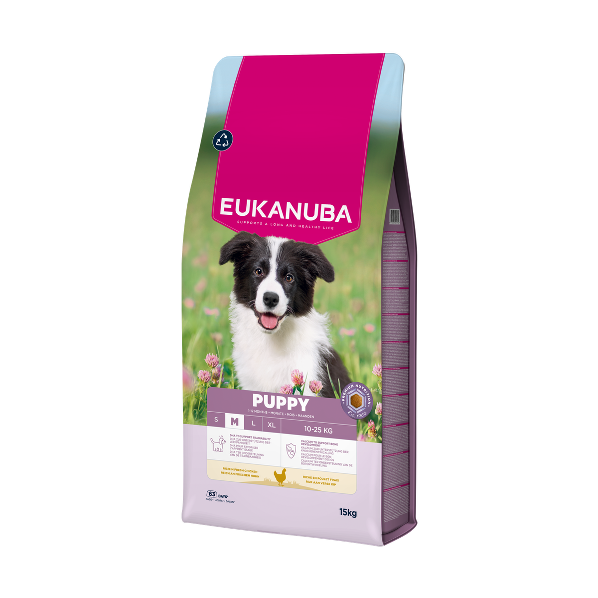EUKANUBA droog hondenvoer voor puppy's van middelgrote rassen, rijk aan verse kip 15 kg
