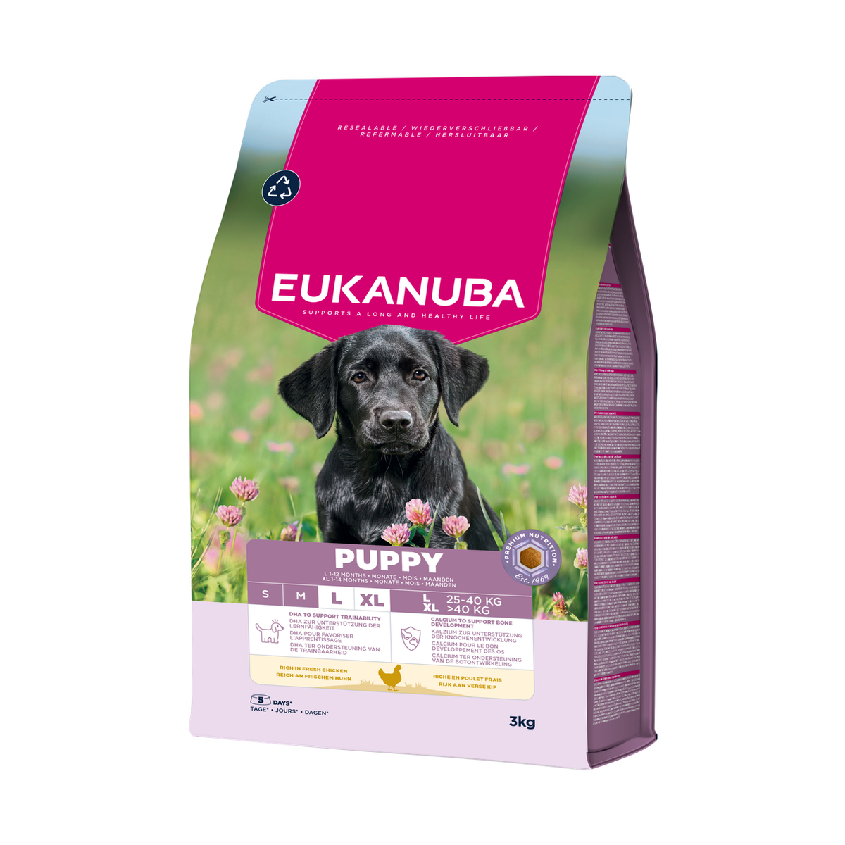 EUKANUBA droog hondenvoer voor puppy's van grote rassen, rijk aan verse kip 3 kg