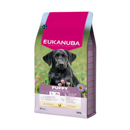 EUKANUBA droog hondenvoer voor puppy's van grote rassen, rijk aan verse kip 12 kg
