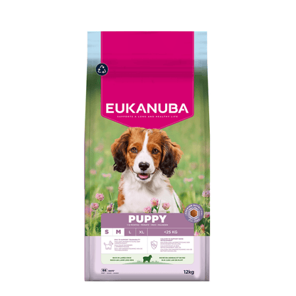 EUKANUBA droogvoer voor puppy's van kleine en middelgrote rassen, rijk aan lamsvlees en rijst