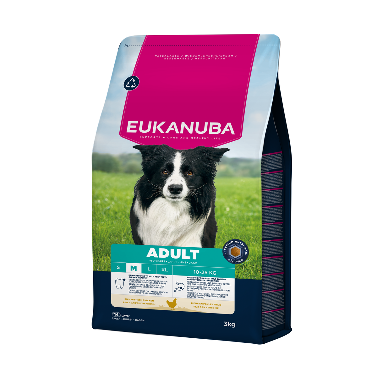 EUKANUBA droog hondenvoer voor volwassen honden van middelgrote rassen, rijk aan verse kip 3 kg