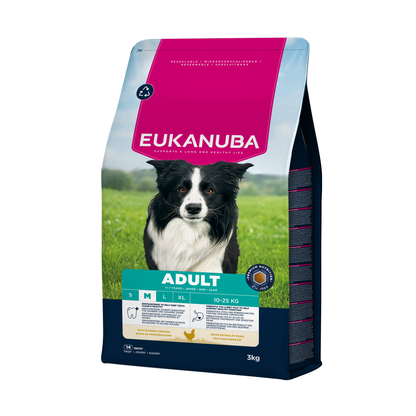 EUKANUBA droog hondenvoer voor volwassen honden van middelgrote rassen, rijk aan verse kip 3 kg