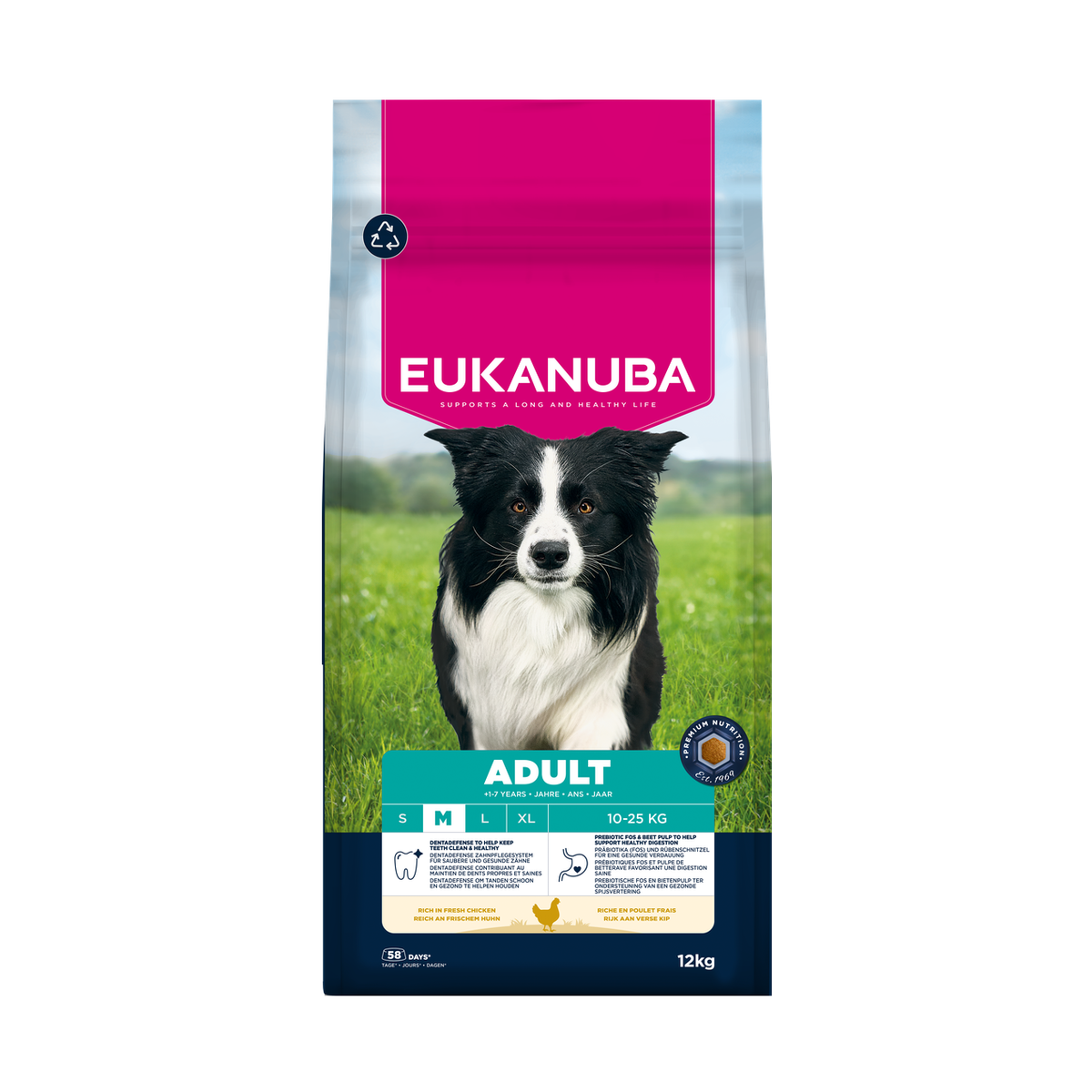 EUKANUBA droog hondenvoer voor volwassen honden van middelgrote rassen, rijk aan verse kip 12 kg