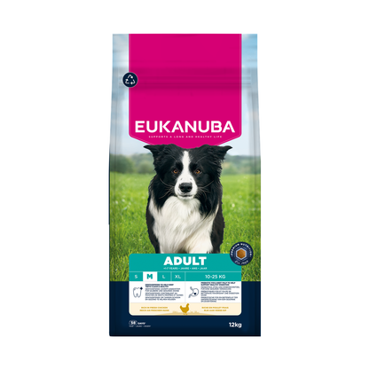 EUKANUBA droog hondenvoer voor volwassen honden van middelgrote rassen, rijk aan verse kip 12 kg