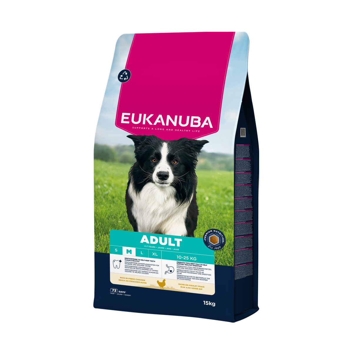 EUKANUBA droog hondenvoer voor volwassen honden van middelgrote rassen, rijk aan verse kip 15 kg
