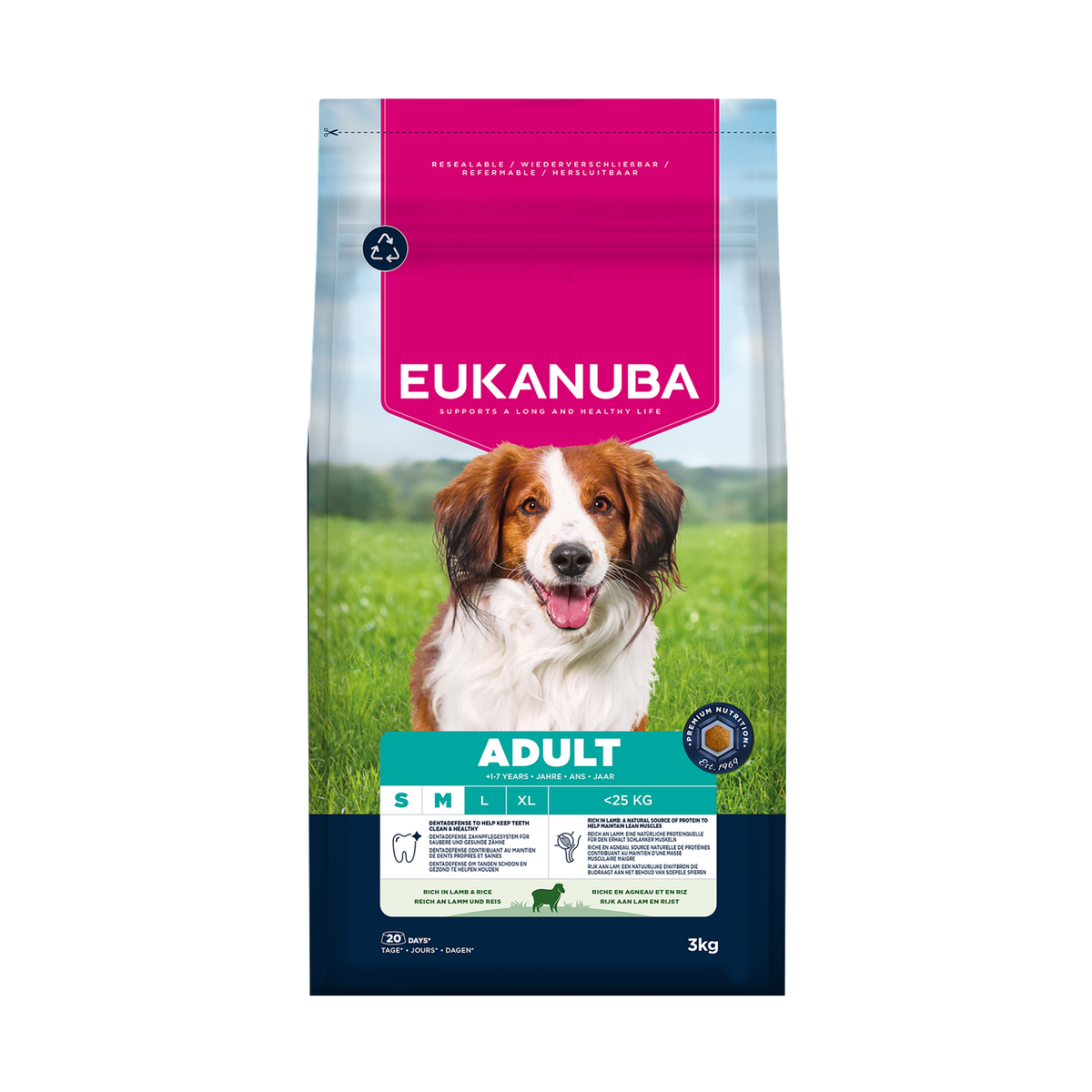 EUKANUBA droogvoer voor kleine en middelgrote volwassen honden, rijk aan lamsvlees en rijst 3 kg