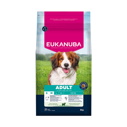 EUKANUBA droogvoer voor kleine en middelgrote volwassen honden, rijk aan lamsvlees en rijst 3 kg