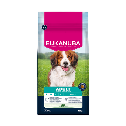 EUKANUBA droogvoer voor kleine en middelgrote volwassen honden, rijk aan lamsvlees en rijst 12 kg