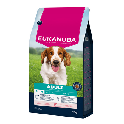 EUKANUBA droogvoer voor kleine en middelgrote volwassen honden, rijk aan zalm en gerst 12 kg