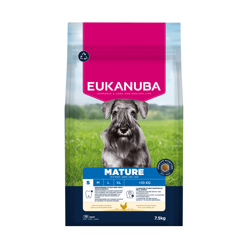 EUKANUBA droog hondenvoer voor oudere honden van kleine rassen, rijk aan verse kip