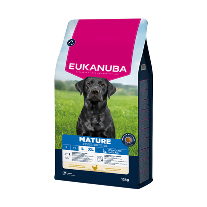 EUKANUBA droog hondenvoer voor oudere honden van grote rassen, rijk aan verse kip 12 kg