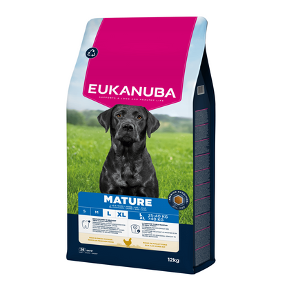 EUKANUBA droog hondenvoer voor oudere honden van grote rassen, rijk aan verse kip