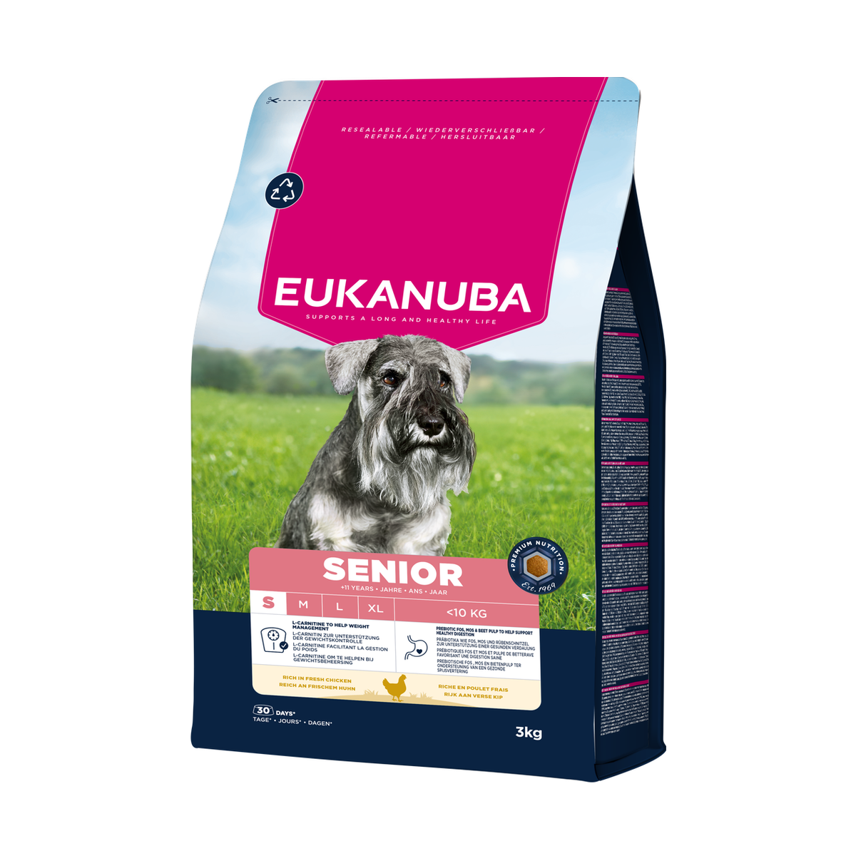 EUKANUBA droog hondenvoer voor senior honden van kleine rassen, rijk aan verse kip 3 kg