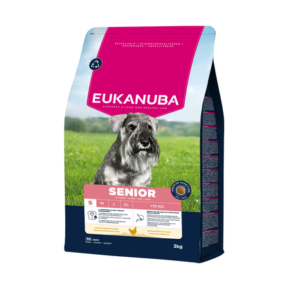 EUKANUBA droog hondenvoer voor senior honden van kleine rassen, rijk aan verse kip 3 kg